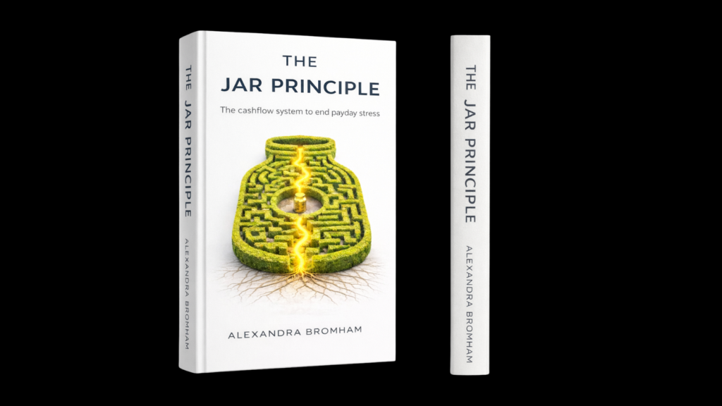 Black background, images of book cover on an angle and spine, centred